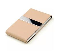 MXMZSRTH Titulaire De La Carte De Visite Étui for Cartes de Visite en Cuir, Simple et créatif, Grande capacité, en Acier Inoxydable(Beige)