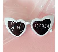 mxn Lot de 5 autocollants personnalisés en vinyle pour lunettes de soleil en forme de cœur pour mariage et fête, style rétro, 5 ensembles (10 feuilles)