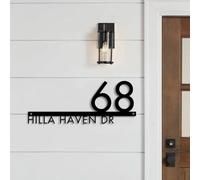 MXN Plaque de numéro de maison moderne personnalisée en acrylique - Lettres numérotées - Plaque de porte extérieure - Nom de rue - Panneaux d'adresse de maison (A, 40 x 18 cm)