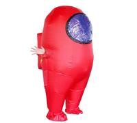 MXoSUM Amon Us Costume gonflable pour adulte - Costume amusant d'Halloween - Figurines d'astronaute pour fans de jeu pour adultes (rouge)