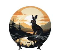 MXPELGHMAD Assiettes décoratives en porcelaine anglaise de 17,8 cm avec support de présentation, assiette silhouette de lapin, ornements en céramique, artisanat d'art, assiette ronde en porcelaine