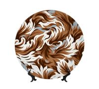 MXPELGHMAD Assiettes décoratives en porcelaine anglaise de 17,8 cm avec support de présentation, assiette marron et blanche, ornements en céramique, artisanat d'art, assiette ronde en porcelaine pour