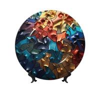 MXPELGHMAD Assiettes décoratives en porcelaine anglaise de 17,8 cm avec support de présentation, assiette de puzzle surélevée, ornements en céramique, artisanat d'art, assiette ronde en porcelaine