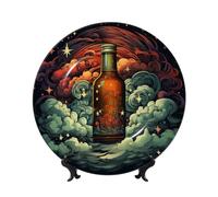 MXPELGHMAD Assiettes décoratives en porcelaine anglaise de 17,8 cm avec support de présentation, assiette à bière, ornements en céramique, artisanat d'art, assiette ronde en porcelaine pour décoration