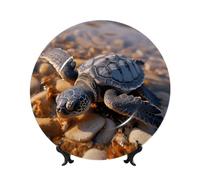 MXPELGHMAD Assiettes décoratives en porcelaine anglaise de 17,8 cm avec support de présentation, jolie assiette en forme de tortue de mer, ornements en céramique, artisanat d'art, assiette ronde en