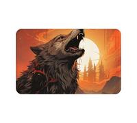 MXPELGHMAD Paillasson absorbant antidérapant lavable pour entrée, porte d'entrée, loup hurlant et lune, paillasson pour intérieur et extérieur, chambre à coucher, cuisine, porche, 80 x 49 cm