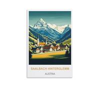 MXQOXAP Poster de voyage vintage Saalbach Hinterglemm Autriche 60 x 90 cm