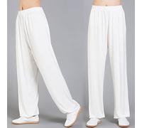 MXRFACTory Hommes et Femmes Pantalons Tai Chi Coton Cordon élastique avec Poche Intérieure Pantalons Lanternes Ample Doux et Respirant Pantalon D'entraînement Wushu Uniforme Traditionnel,001,L
