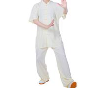 MXRFACTory Hommes et Femmes Taichi Suits Disque Boucle Coton et Lin Vêtements Traditionnels Manche Courtes été Respirant Kung Fu Uniforme Vêtements Costumes d'exercice du Matin,002,XXL