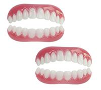 MXRFACTory Immédiat Prothèses Dentaires Cosmétiques Silicone Dentier Haut Et Bas Sourire Parfait Réutilisable Homme Et Femme Amovible Naturel Provisoire Facette Fausse Dents Aux Dents Cassées,2pairs