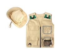 MXRGUMVI Kit d'explorateur en plein air, gilet cargo et chapeau pour garçons et filles