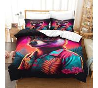 MXRMXR Chiot Mignon-Style Schnauzer Nain Ensemble De Literie 3D Parure De Lit Microfibre Housse De Couette Douce Et Confortable Linge De Lit Single（135x200cm）