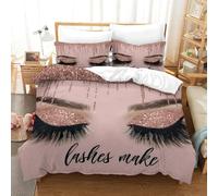 MXRMXR Cils Pailletés-Style Beauté Glamour Housse De Couette 3D avec Taies Parure De Lit Microfibre Ensemble De Literie avec Fermeture Éclair Double（200x200cm）