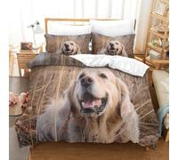 MXRMXR Golden Retriever-Joie d'animal en Plein Air 3D Housse De Couette Parure De Lit 3 Pièces pour Enfant Adolescent Garçon Microfibre avec Fermeture King（220x240cm）