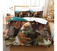 MXRMXR Portrait de Chien de Ferme-Style Rustique Vintage Ensemble De Literie 3D Parure De Lit Microfibre Housse De Couette Douce Et Confortable Linge De Lit Double（200x200cm）