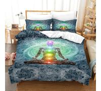 MXRMXR Pose De Méditation-Design D'Énergie Spirituelle Housse De Couette avec Taies Parure De Lit Enfant Adolescent Adulte 3 Pièces Microfibre avec Fermeture Super King（260x220cm）