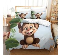 MXRMXR Singe Mignon-Déco Chambre d'enfant Sets Housse De Couette avec Taies 3D Microfibre Parure De Lit Linge De Lit avec Fermeture Éclair Super King（260x220cm）