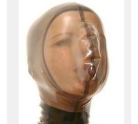 MXRYSQY Cagoule en Latex Face Transparente Caoutchouc Headgear Cosplay Masque avec Narines Fermeture pour Les Vacances Fétiche(Size:M-65CM)