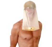 MXRYSQY Cagoule en Latex Masque Fétiche en Caoutchouc Unisexe avec Fermeture à GlissièRe Cosplay pour Jeu de Rôle Party Club(Size:S-63CM)
