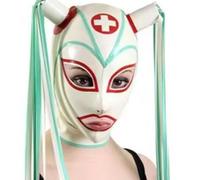 MXRYSQY Cagoule Latex Chapeau en Latex BDSM éRotique Yeux ExposéS Bouche Convient Aux Costumes Cosplay avec Fermeture éClair(Size:l)