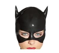 MXRYSQY Latex Tête Couverture Demi-visage Caoutchouc Tête Masque avec des Oreilles de Chat BDSM Fetish Yeux Exposés Bouche(Size:xl)