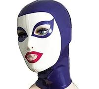MXRYSQY Latex Tête Couverture Vêtements de Club Yeux Exposés Bouche Exposé pour Hommes et Femmes Fermeture éclair Ouverte(Size:xl)