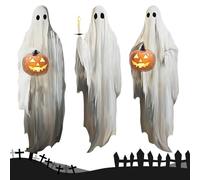 Mxshc Autocollants de fenêtre d'Halloween - 3 feuilles de fantôme effrayant tenant une bougie, autocollant extra large, décoration effrayante pour, Halloween, fête, école, mur