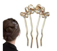 Mxshc Barrettes Françaises pour Cheveux Épais | 4 Branches Strass pour bâton - Barrettes Côté Cheveux Forme de U - pour Soirée Formelle Banquet Célébration Défilé Mode Événement Social