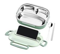 Mxshc Boîte Repas En Acier Inoxydable | Boîte à Repas Étanche 3 Compartiments | Fournitures Culinaires Pour Sport Pique-nique,Pour Longs Trajets Extérieur Mer Camping Transport Vacances Été