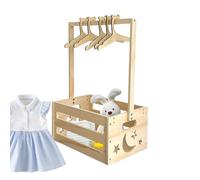 Mxshc Coffret Baby Shower Penderie avec 5 Cintres - Boîte en Bois pour Vêtements Bébé,Corbeille à Linge pour Chambre Fête de Naissance Célébration