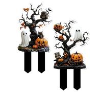 Mxshc Décorations De Piquets De Jardin Halloween,Décorations Extérieures Épouvantails pour Pelouse Allée | Décor Extérieur Effrayant en Acrylique 2D pour Porche Terrasse Pelouse