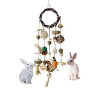 Mxshc Jouets à mâcher de Lapin pour Les Dents, Jouets à mâcher de Lapin naturels | Jouets pour Lapins à mâcher et à Traiter en Bois - Les friandises Faites à la Main de Jouet d'anneau de rotin de