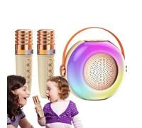 Mxshc Karaoké Enfant - Haut-Parleur Nomade avec 2 Microphones - Éclairage LED Ambiant | pour Anniversaires à la Maison, Réunions Familiales et Fêtes Enfantines