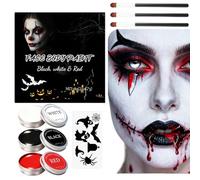 Mxshc Kit De Maquillage Pour Le Visage,Lavable Halloween - Kit de Maquillage Facial Cosplay,Pour Corps Peau Adultes Vampire Zombie Carnaval Masquerade Événement