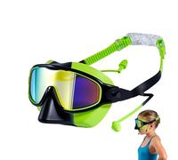 Mxshc Masque de Natation Enfant,Anti-buée, vision large, protection UV, avec cache-nez et bouchons d'oreilles,Équipement de piscine pour garçons et filles | Pour voyage, plage, piscine, de 3 à 14