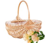 Mxshc Panier en Rotin avec | Panier Vide Tressé À La Main | Grande Boîte pour Rassemblement Événement Scolaire Mariage Extérieur Jardin Plage Pause Déjeuner