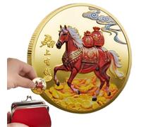 Mxshc Pièce de monnaie du Nouvel An chinois | Pièce souvenir de bénédiction - Souvenir de l'année du cheval 2026, souvenir de bénédiction chinoise pour adultes, enfants, bureaux, bibliothèques