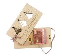 Mxshc Porte-billets de Noël en bois pour décorations de Noël avec noms, 17 x 9 cm