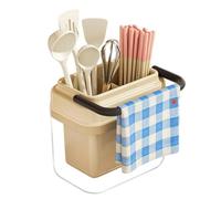 Mxshc Porte-Ustensiles De Comptoir - Stockage séchant antidérapant 2 Compartiments,Support à ustensiles pour Plan de Travail,pour cuillère Couteau Couvert éponge Brosse Maison Appartement Restaurant