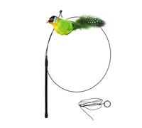 Mxshc Simulation d'oiseaux pour Chat | Plumes Naturelles pour taquiner l' à Chat - Détecteur de Mouvement intégré pour Chat - de Rechange Interactive pour Chat pour Animaux de Compagnie,