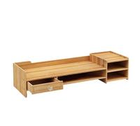 Mxshc Socle pour Écran d'Ordinateur | Support Surélevateur pour Bureau Organisation | Étagère Bois Naturel Accessoires Scolaire Stockage Organisateur Domicile