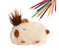 Mxshc Trousse Scolaire en Peluche - Pochette Capybara - Coffret À Crayons en Peluche Animalière | Fournitures pour Bureau à Domicile École Collège Lycée Université Chambre Étudiante