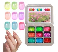 Mxshc Vernis à Ongles Gel - Kit d'Art de Colle pour Vernis à Ongles 9 Couleurs - Kit de Collage Solide Naturel pour Salon Domicile Voyage Femmes Amies Famille Débutantes