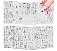MXTIMWAN 10 Feuilles Stickers Ongles Fleurs, Stickers Ongles Autocollants, 3D Nail Stickers Fleur Papillon Plante pour DIY Design, Décoration Ongles Nail Art (Noir et Blanc)