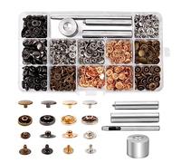 MXTIMWAN 100 Pièces Boutons Pression en Métal, 10mm Bouton Pression Cuir de 4 Couleurs, Kit de Boutons-Pression avec Outils pour Vestes, Jeans, Vêtement Bricolage