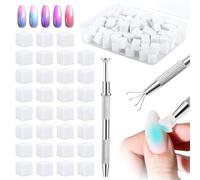 MXTIMWAN 100 Pièces Nail Art Éponge Dégradé, Eponge Ongle Pinceaux Nail Art avec Pince Métallique, Éponge Ongle Dégradé pour Vréer une Variété de Motifs D'art de L'ongle Dégradés