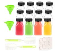MXTIMWAN 12 Pièces Bouteilles de Jus en Plastique, Vides Réutilisables 120 ml, Mini Shots avec Couvercles pour Conserver des Jus, Milkshakes