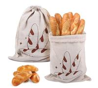 MXTIMWAN 2 Pièce Sachet Pain en Lin,Poche à Pain avec Cordon de Serrage,Sacs à Cordon de Pain Réutilisables,Lavable,Sac deRangement pour Le Pain,Utilisables Comme Sacs à Fruits et Légumes