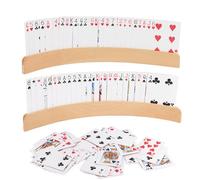 MXTIMWAN 2 Pièces Porte Carte Enfant, Support Carte à Jouer, Porte-Cartes en Bois de pour Enfants 33cm, Support de Poker, Porte Cartes à Jouer au Design Incurvé pour Enfants, Adultes, Personnes Âgées