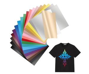 MXTIMWAN 20 Feuilles Vinyle de Transfert de Chaleur, 30,5 x 21 cm Vinyle Adhésives, Vinyle Thermocollant Vinyle Adhesif pour Tissus DIY T-Shirts, Vêtements, Chapeaux (20 Couleurs)